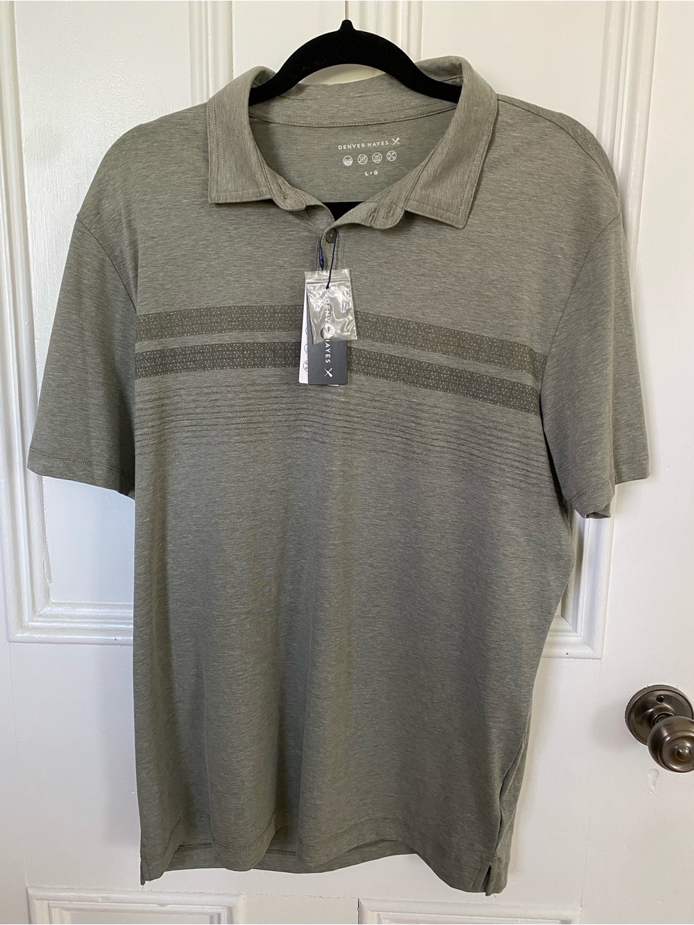 NWT Denver Hayes Men's Polo with Subtle Chest Stripes